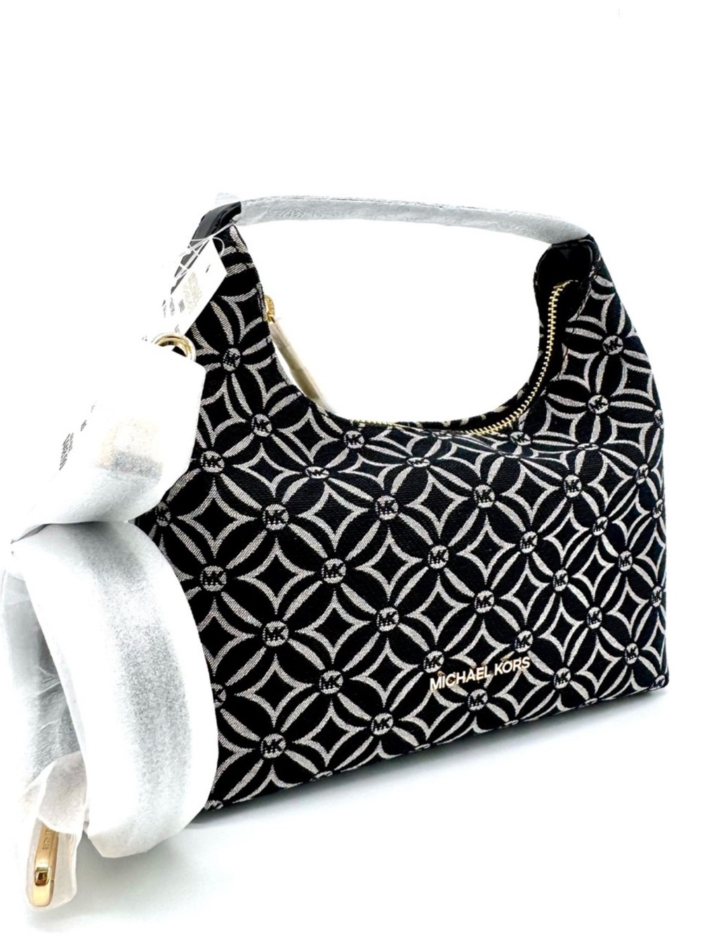 Michael Kors Ember Small Logo Jacquard Messenger Bag Black